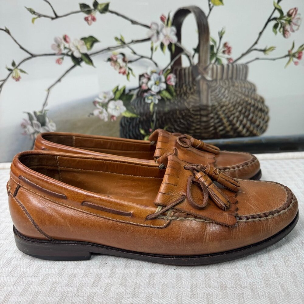 Johnston & Murphy Mens Size 9M Brown Leather Tassel Loafers Casual or Dress Shoe - Picture 3 of 9